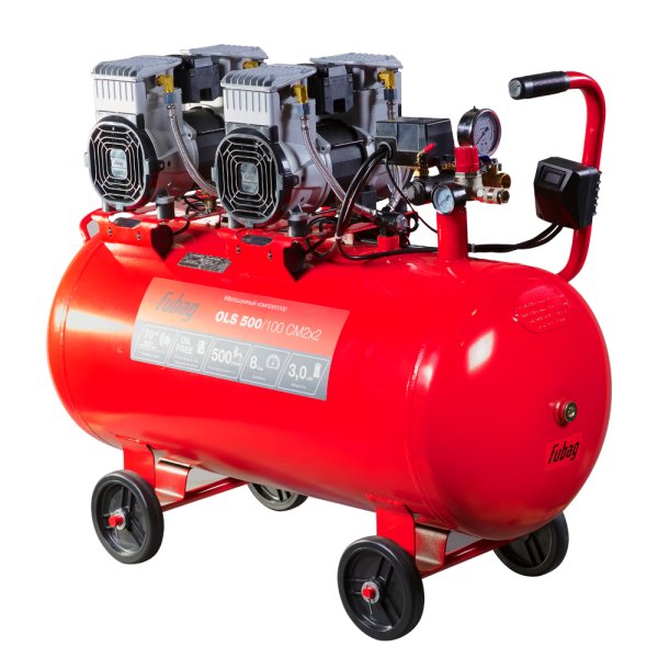 Компрессор воздушный безмасляный малошумный FUBAG OLS 500/100 CM2х2 + Набор пневмоинструмента (5 предметов) в ПОДАРОК в Смоленске фото