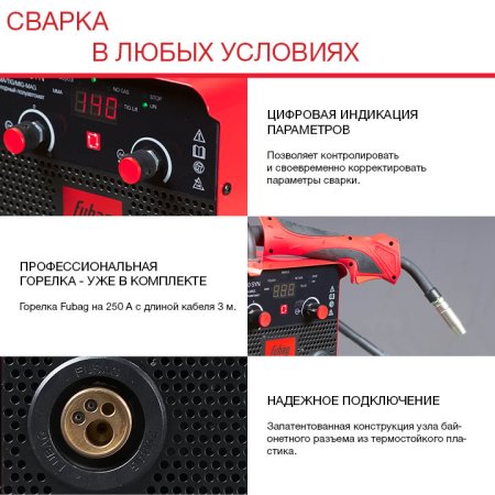 FUBAG Сварочный полуавтомат IRMIG 180 SYN с горелкой 250 А 3 м в комплекте в Смоленске фото