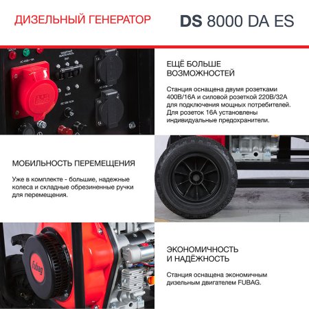 FUBAG Дизельный генератор (трехфазный) с электростартером и коннектором автоматики DS 8000 DA ES в Смоленске фото