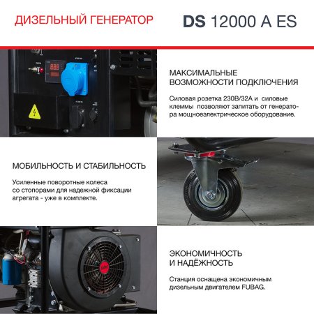 FUBAG Дизельный генератор с электростартером и коннектором автоматики DS 12000 A ES в Смоленске фото