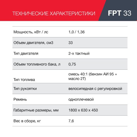 FUBAG Бензиновый триммер FPT 33 + Триммерная леска сечение витой квадрат L 130 м * 2.4 мм в ПОДАРОК в Смоленске фото